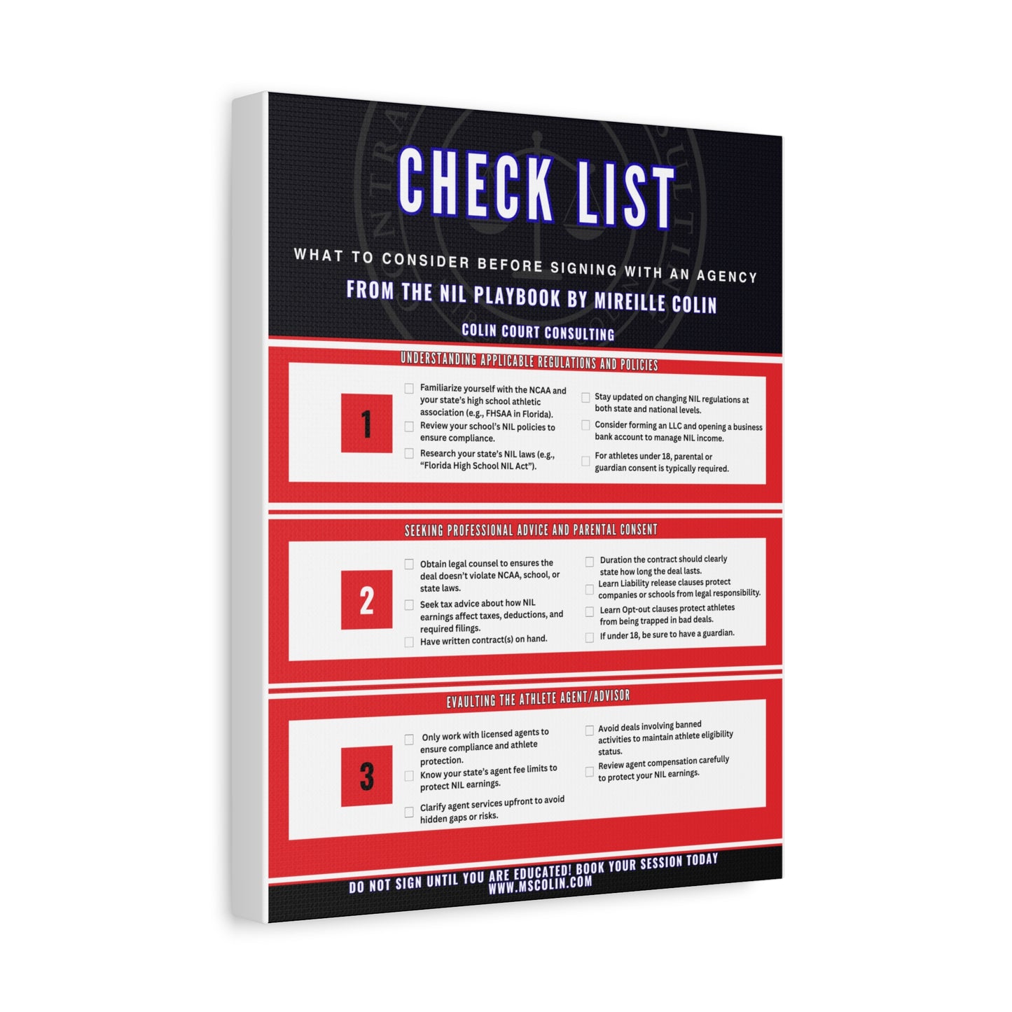 The NIL Checklist Poster Board