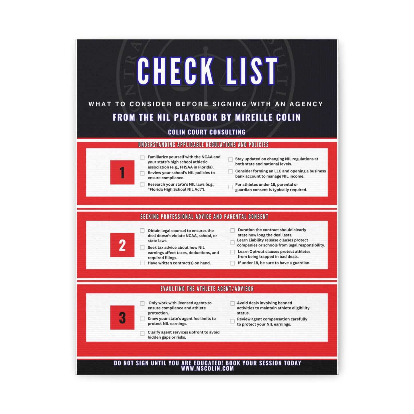 The NIL Checklist Poster Board